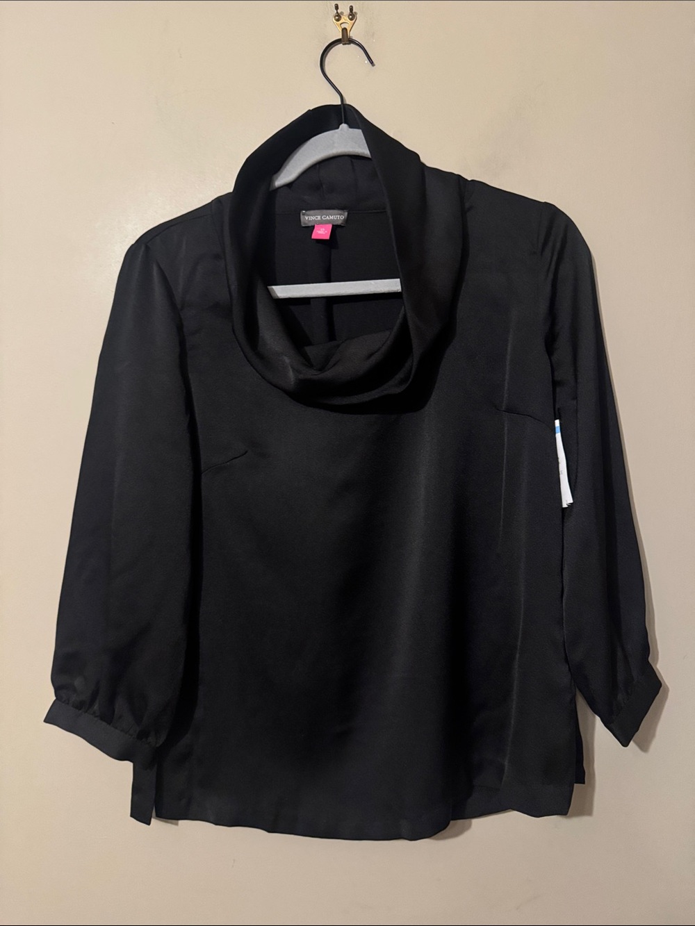 Vince Camuto Women's cowl Neck 3/4-Sleeve Top, Black, size XS